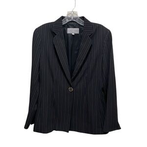 Earl Rutenberg Pin Striped Blazer Jacket Black and Brown Size XS